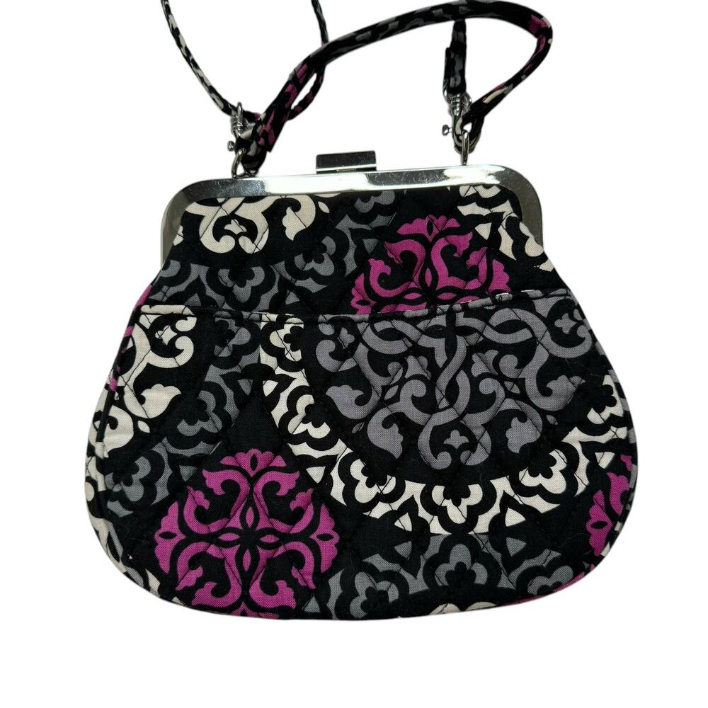 VERA BRADLEY Mini Frame Crossbody Bag in Canterberry Pink Black Gray Clasp - Picture 2 of 10
